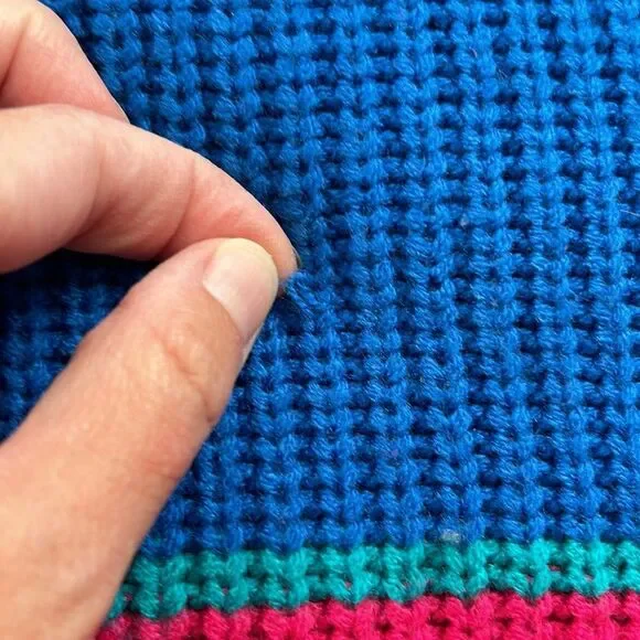 Vintage 90s Classic Fashion Striped Rainbow Sweater Medium - Picture 10 of 13